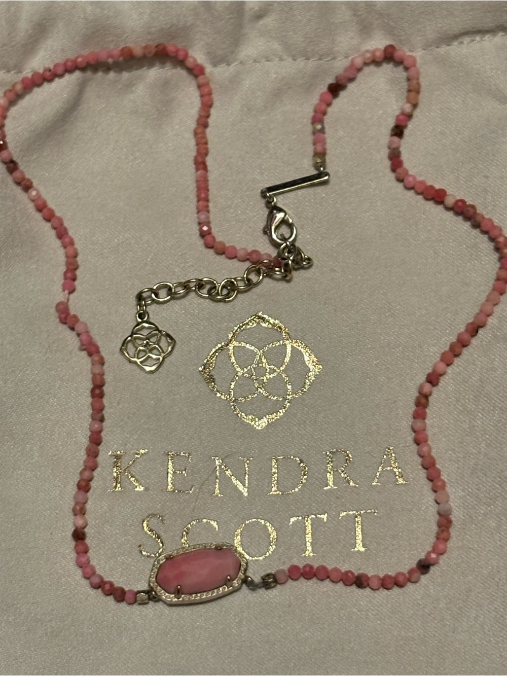 Rare Kendra Scott Pink Beaded Elisa Pendant Necklace